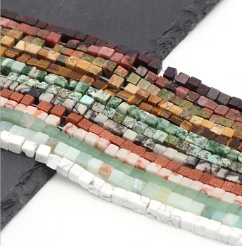 

4x4mm Square shape Turquoises Beads Flat Natural Stone Loose Beads For Jewelry Making DIY Bracelet Wholesale