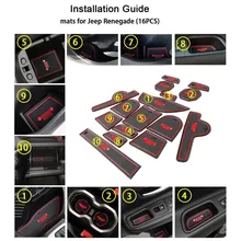 Автомобильные коврики Нескользящие внутренняя дверная Накладка для Jeep Renegade- 16 шт./компл. резиновые аксессуары для замены заменяет