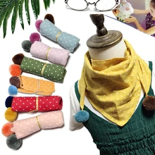 Милый хлопковый детский нагрудник в горошек; треугольный шарф для маленьких девочек; яркие цвета; Детский шарф с воротником; Модный зимний подарок