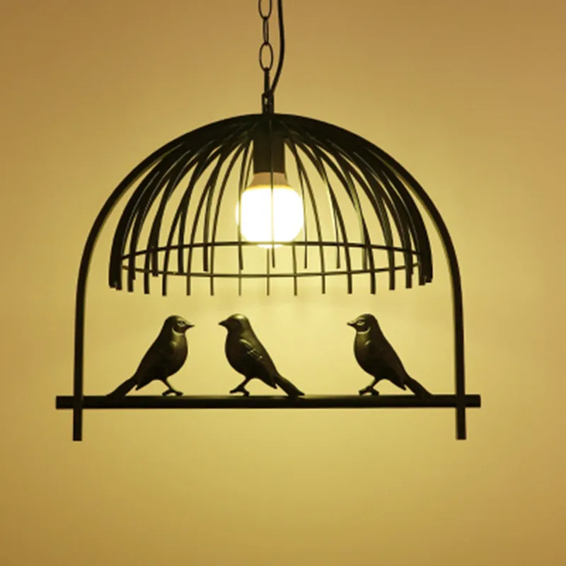 

Modern Resin Bird Pendant Light Iron Cage Pendant Lamps Nordic Living Room Bedroom Kitchen Hanging Lamp Light Fixtures Luminaire