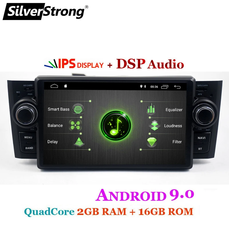 SilverStrong Автомобильный мультимедийный плеер gps Android9.0 автомобильный Радио 1 Din DVD для Fiat Grande Punto Linea 2007-2012 радио FM Рулевое управление