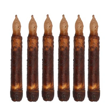 

6PCS Real Wax Pillar Battery Operated Wax Dipped LED Taper Candles Flickering Flameless Taper Candles for Wedding Home Decor