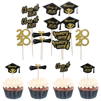 

1set Class Of 2020 Graduation Theme Party Doctor Hat Cake Topper Happy Graduation Day Graduate Cakes Insert Party Decor Supplies