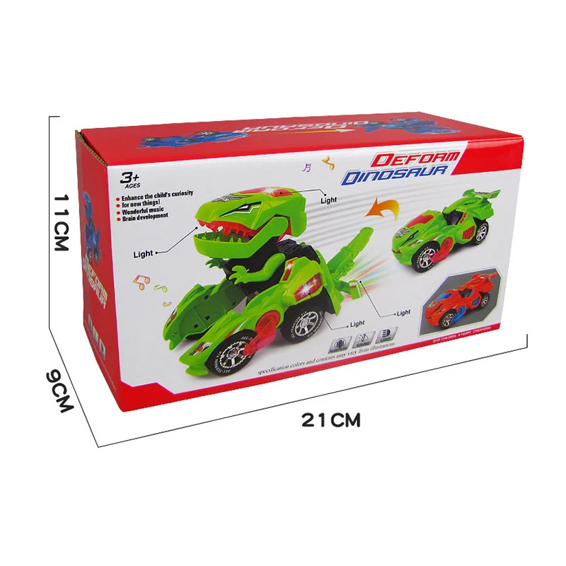 Модная трансформирующая игрушка динозавр светодиодный автомобиль со световым звуком для детей Рождественская игрушка, подарок игрушечный трансформер динозавр
