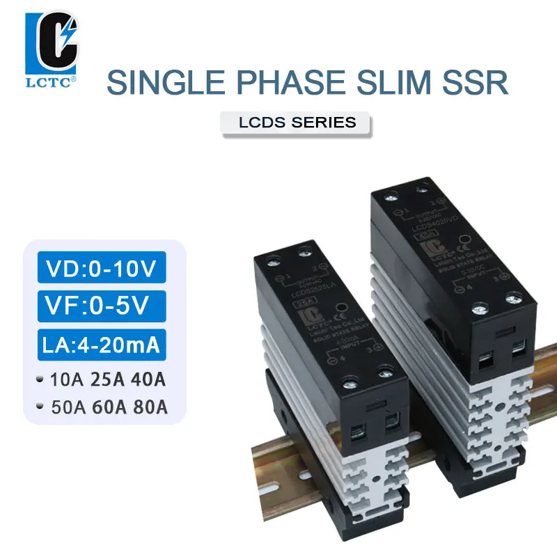 Однофазное твердотельное реле LC регулятор напряжения новый тонкий SSR 10-80A LA VD VF 0-10