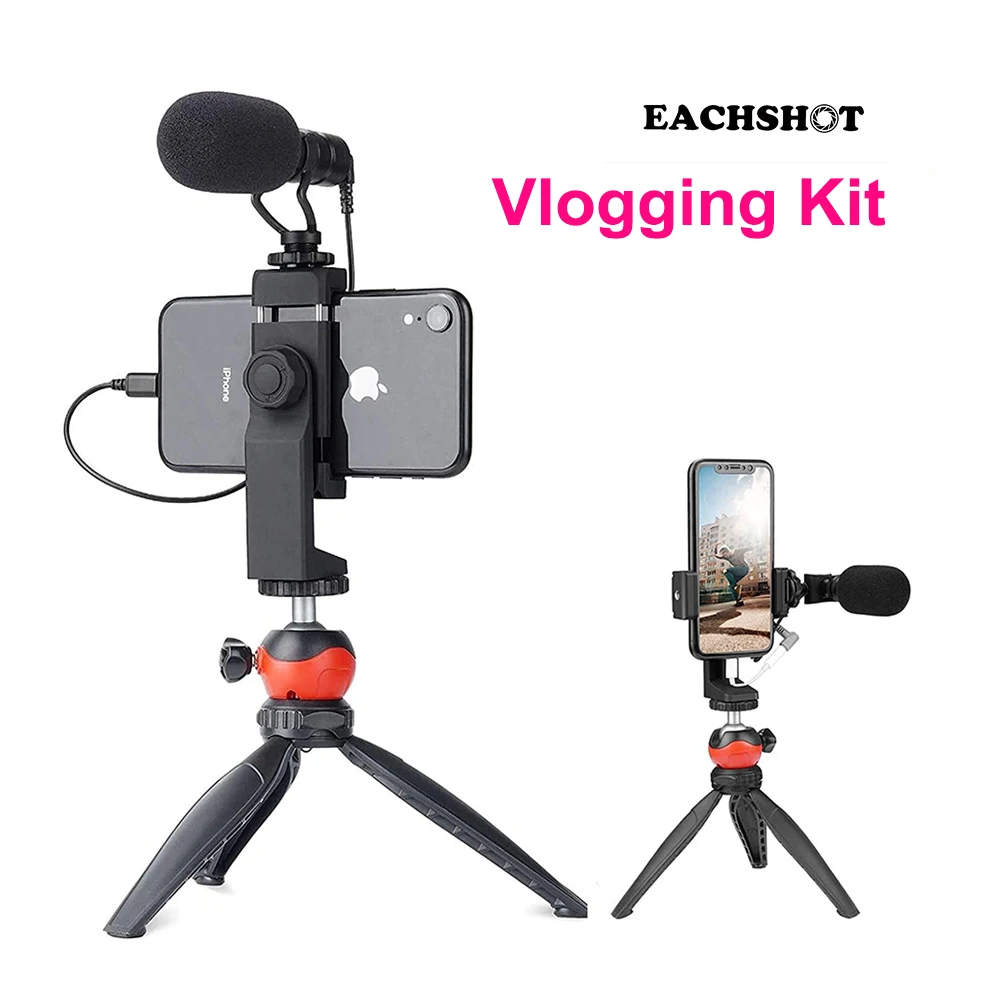 EACHSHOT CVM-VM10II микрофон Vlog комплект со штативом для телефона смартфона Iphone Android Live