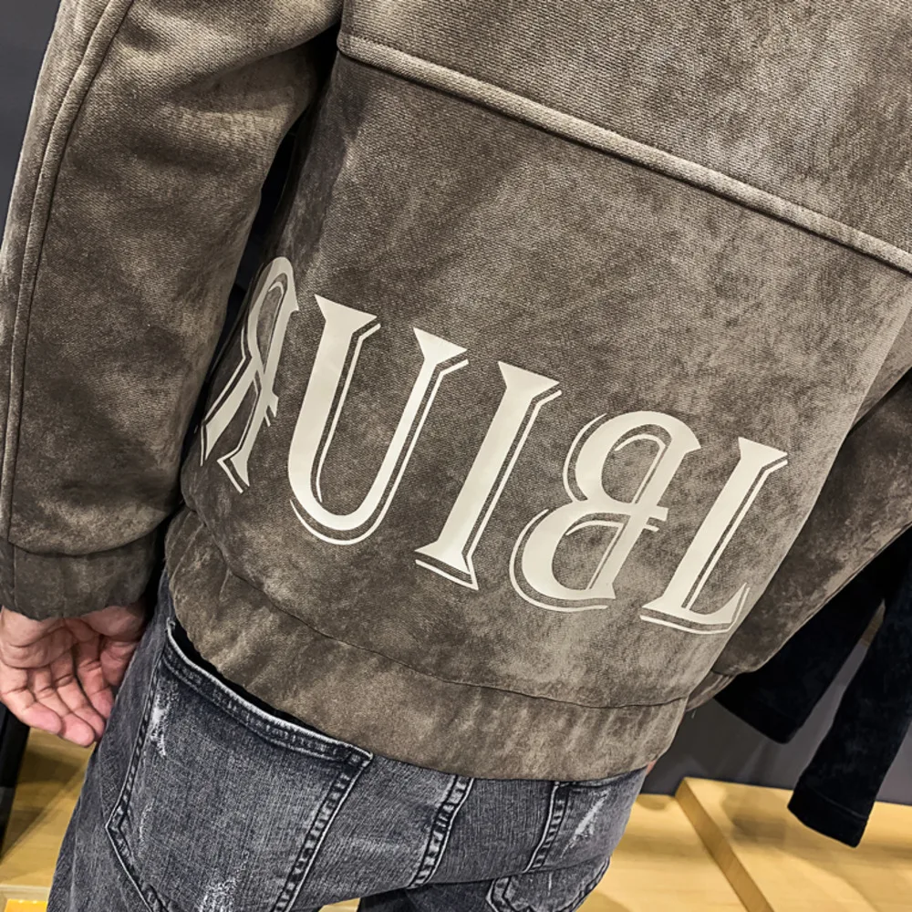 Модная зимняя куртка Для мужчин теплая оленьей шерсти куртка Slim Fit Куртка-бомбер Homme Deri Ceket пальто Для мужчин s меховой воротник Для мужчин пальто для мальчиков