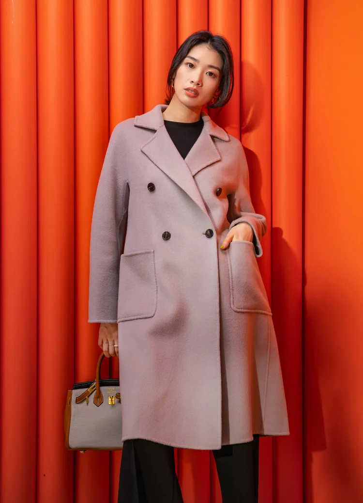 Autumn 50% Cashmere Coat Alpaca Warm Winter Coat Women Long Wool Coat Office Lady Slim Female Overcoat Oversize Plussize