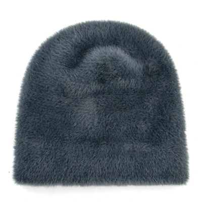 Faux Fur Beanie Winter Knitted Hat For Women Skullies Beanies Cap Ladies Fashion Soft Caps Women Warm Wool Hats Bonnet femme - Цвет: Gray