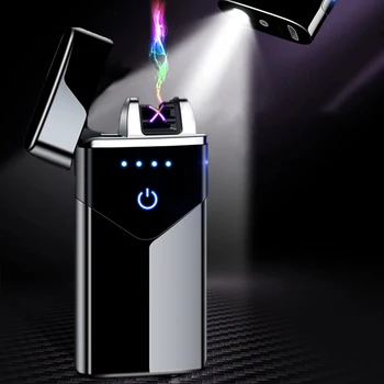 

Electric Dual Arc Lighter USB Rechargeable With LED Power Display Windproof Flameless Plasma Pulse Lighters For Men Women Gifts