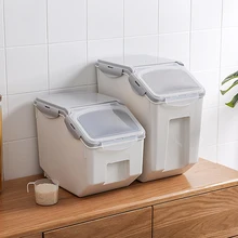 ПЭТ печать разведение собака кошка Хранение продуктов рисовое ведро с ложкой сухой корм антиоксидантный Органайзер Домашний для хранения риса цилиндр баночка для риса