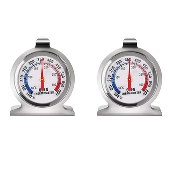 

New 2Pcs Oven Large Dial Thermometer Stainless Steel Oven Grill Smoke Monitoring Thermometer Suitable for Kitchen Cooking