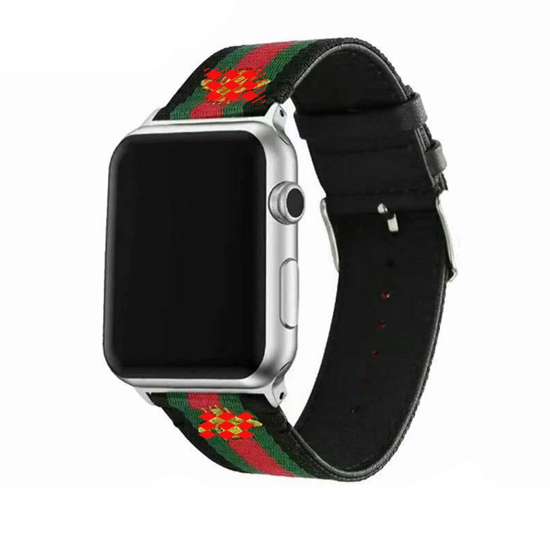 

Embroidered Golden Bees Nylon loop strap For apple watch band 4 44mm 40mm soft leather bracelet for iwatch serie 3/2/1 42mm 38mm