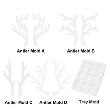 

Silicone Tray Jewelry Making Supplies Transparent Crystal Antler Shape Pendant Mold Diy Kitchen Home Decor Elk Mold