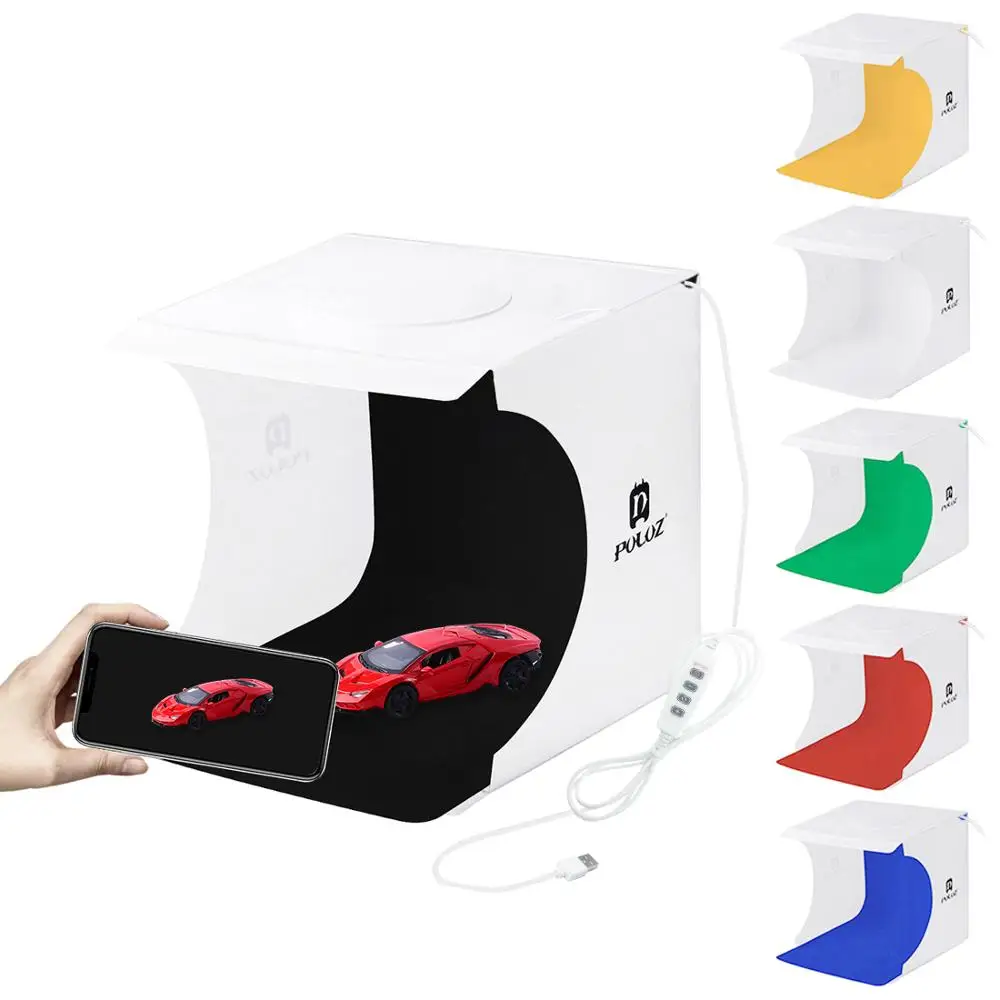 

20cm Adjustable Brightness LED Ring Lightbox Photo Studio Light Box Photography Studio Shooting Tent Box Kit 6 Color Backdrops