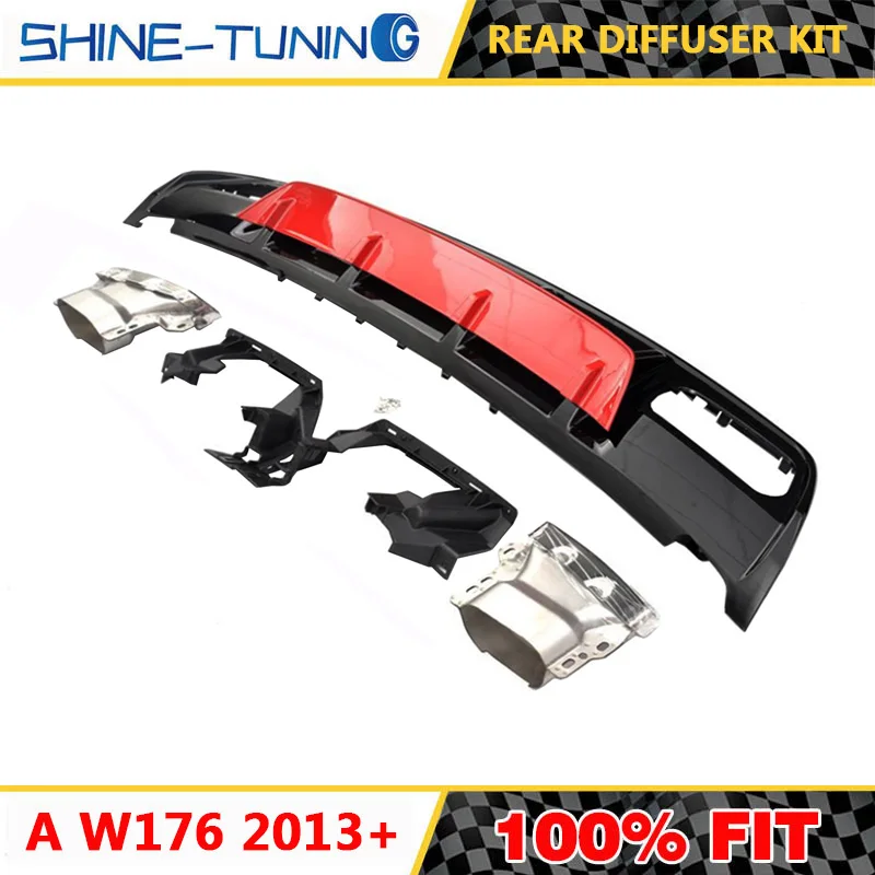 Подходит для класса W176 A45 2013-IN rear bupmer diffuser kit из нержавеющей стали 4 выпускных наконечника выхлопа A200 A220 A250