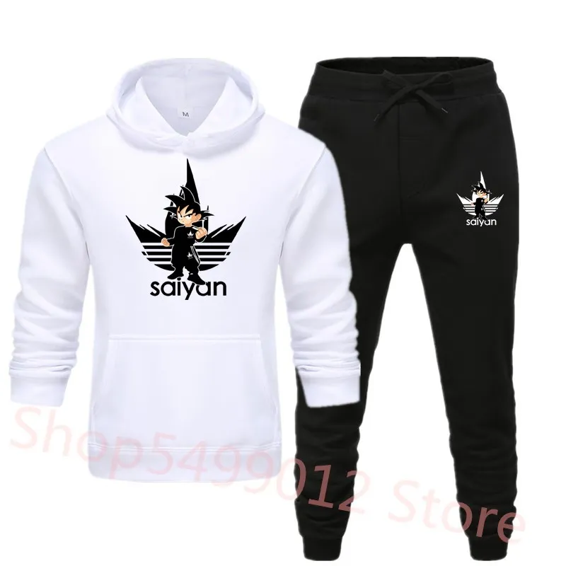 SAIYAN, мужские комплекты, дропшиппинг, толстовки+ штаны, Harajuku,, спортивные костюмы, повседневные толстовки, спортивный костюм, спортивная одежда, плюс 3XL - Цвет: white-black-HB