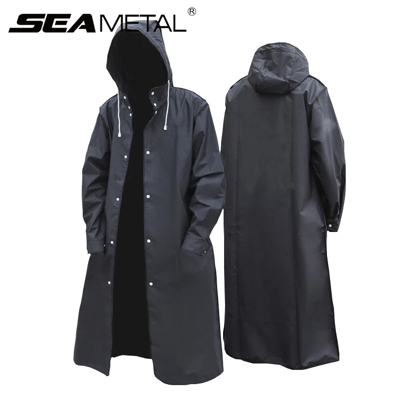 Стильный дождевик для взрослых, Универсальный водонепроницаемый дождевик, пончо, пальто, для улицы, кемпинга, с капюшоном, дождевик, костюм, дождевик, одежда, черный, для мужчин