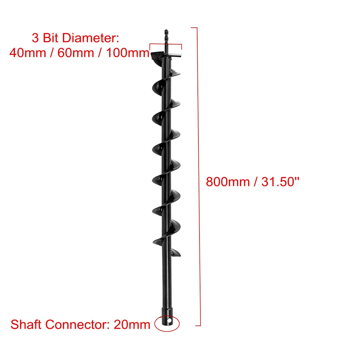 40/60/100 мм x 800 мм сверло для земляных шнеков бит забор Бур для бензиновых двигателей экскаватор для отверстия для садовых инструментов