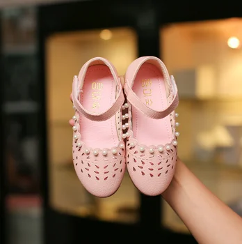 

Spring and Autumn Children's Small Shoes Girls' Shoes Children's Princess Shoes Baby Pearl Openwork Shoes