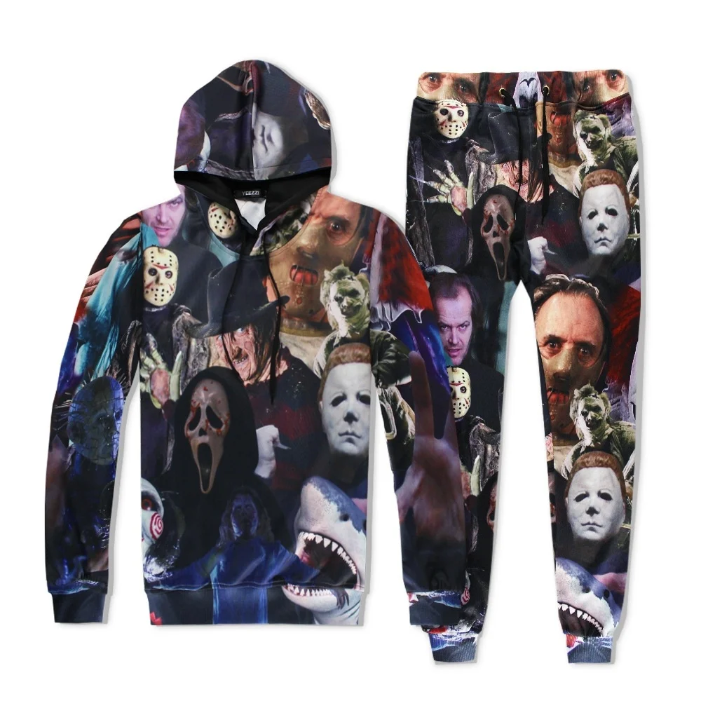 

Men and women hip hop hoodies Harem pants 3D Christmas Eve killer digital printing sports sweatshirt Pants Halloween hoodies