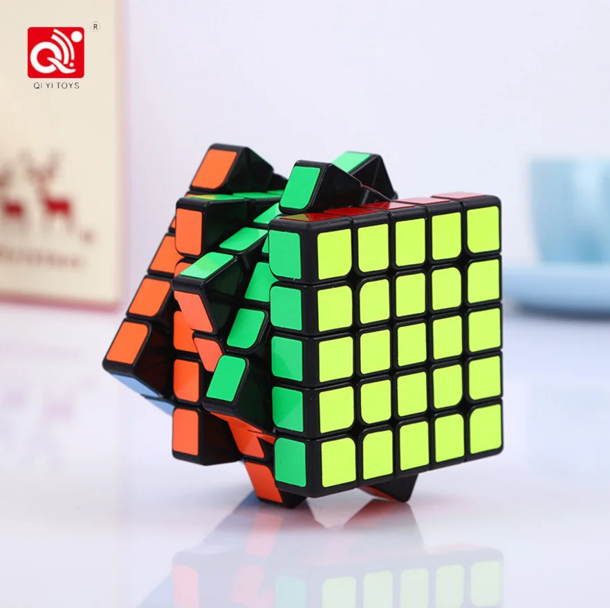 QIYI 5x5x5 магический скоростной кубик, наклейка, менее Профессиональный 5-слойный конкурс, кубики-головоломки, развивающие игрушки для детей - Цвет: 1