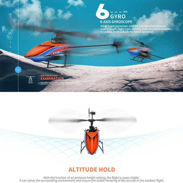 WLtoys XK K127 Self Stabilizing 6-Axis Gyroscope 4CH Flybarless Altitude Hold RC Helicopter Body Gift For Kids 5