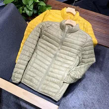 Ssa77 ветрозащитная дождевая ткань! Зимний мужской легкий пуховик со стоячим воротником