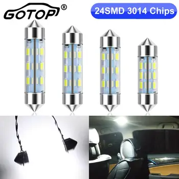 

2pcs C5W C10W Led Bulb Festoon 31mm 36mm 39mm 41/42mm Light Car Bulb Interior Reading Light 3014SMD Auto Plate Lamp White 12V