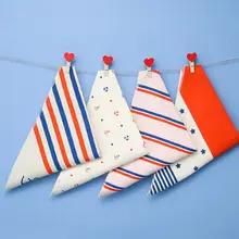 Детские слюнявчики в морском стиле, двухслойные Слюнявчики для еды, хлопковые нагрудники с кнопками в форме треугольника