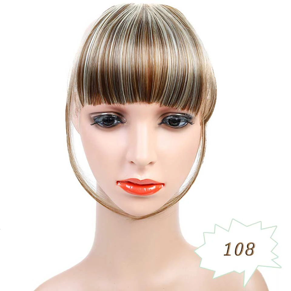 LVHAN, 2 зажима, для наращивания волос, черный, коричневый, блонд, с боковой симметрией, бахрома, челка, синтетические волосы, челка - Цвет: B70-108