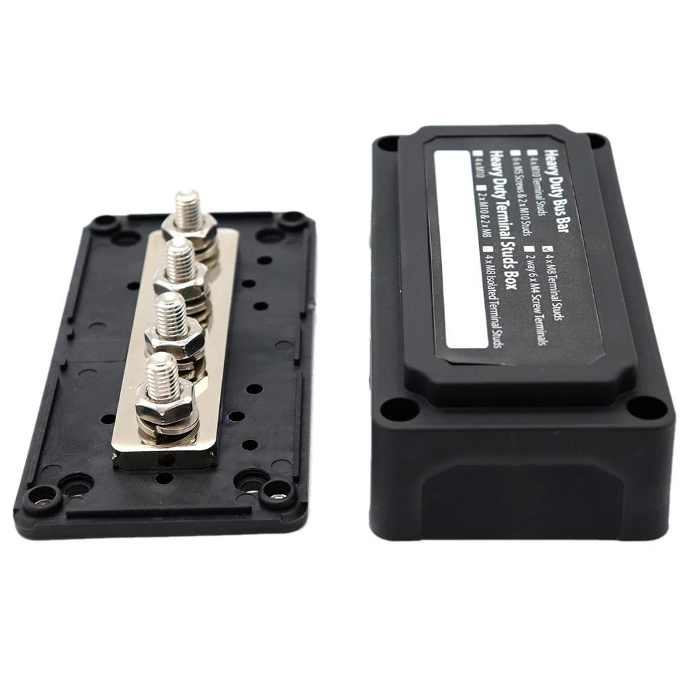 

Black Marine Boat Modification Heavy Duty Distribution Block Durable Busbar Box Strength With Studs 300A Terminal Board