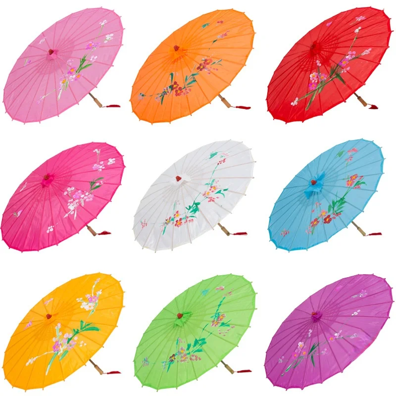 1pc Silk Cloth Umbrella Oil Paper Garden Decoration Children's Dance Performance Props Craft Supplies | Дом и сад