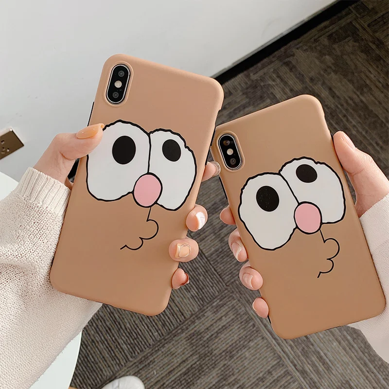 

Big eyes cartoon soft for iphone xr x xs max 8plus cover iphone 6s case 7 6 8 plus matte silicone for iphone 7 plus phone case