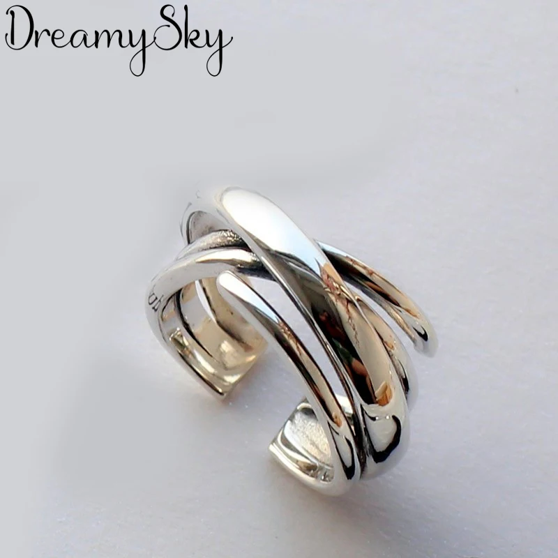DreamySky модного серебристого цвета геометрической формы кольца для мужчин и женщин