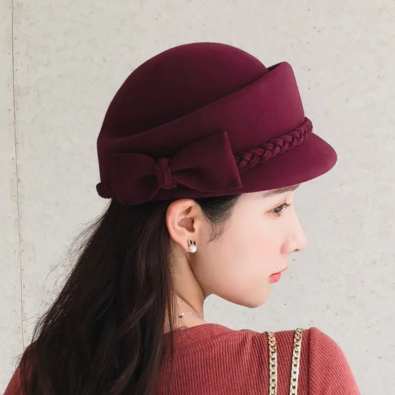Зима шерстяная шляпа Fedora для женщин формальная шляпа-таблетка праздничный головной убор береты маляр шляпа