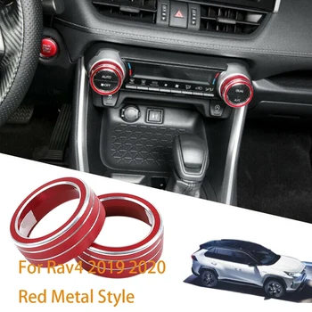 

2Pcs CNC Metal Aluminum Alloy Console AC Switch Control Trim Red for Toyota RAV4 2020 Decoration Car Styling
