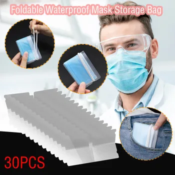 

30pc Portable Face Masks Organizer Dustproof Foldable Cleaning Box Outdoor Disposable Face Masks Container Storage Box Organizer