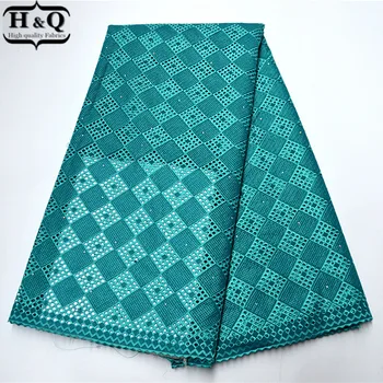 

Latest Cotton African Lace Fabric High Quality Swiss Lace Fabric In Swissland With Stones 5 Yards Sky Bule For Women Dress