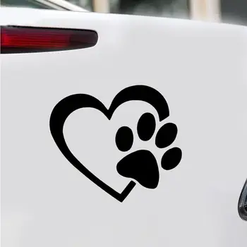

20cmX18cm Cute Heart Dog Paw Car Vehicle Body Window Reflective Decals Sticker Decoration Car Exterior 2019 New Funny Sign