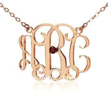

AILIN Personalized Sterling Silver Jewelry Name Necklace Monogram Initial Rose Gold Color Necklace with Zircon