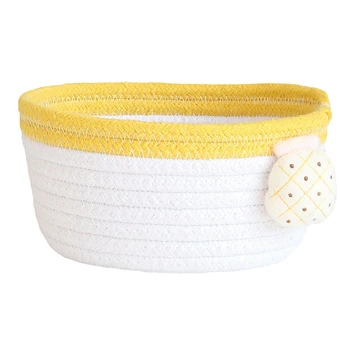 

Cotton Rope Storage Box Woven Finishing Basket Desktop Sundries Cotton Thread Tome Fruit Cotton Rope Storage