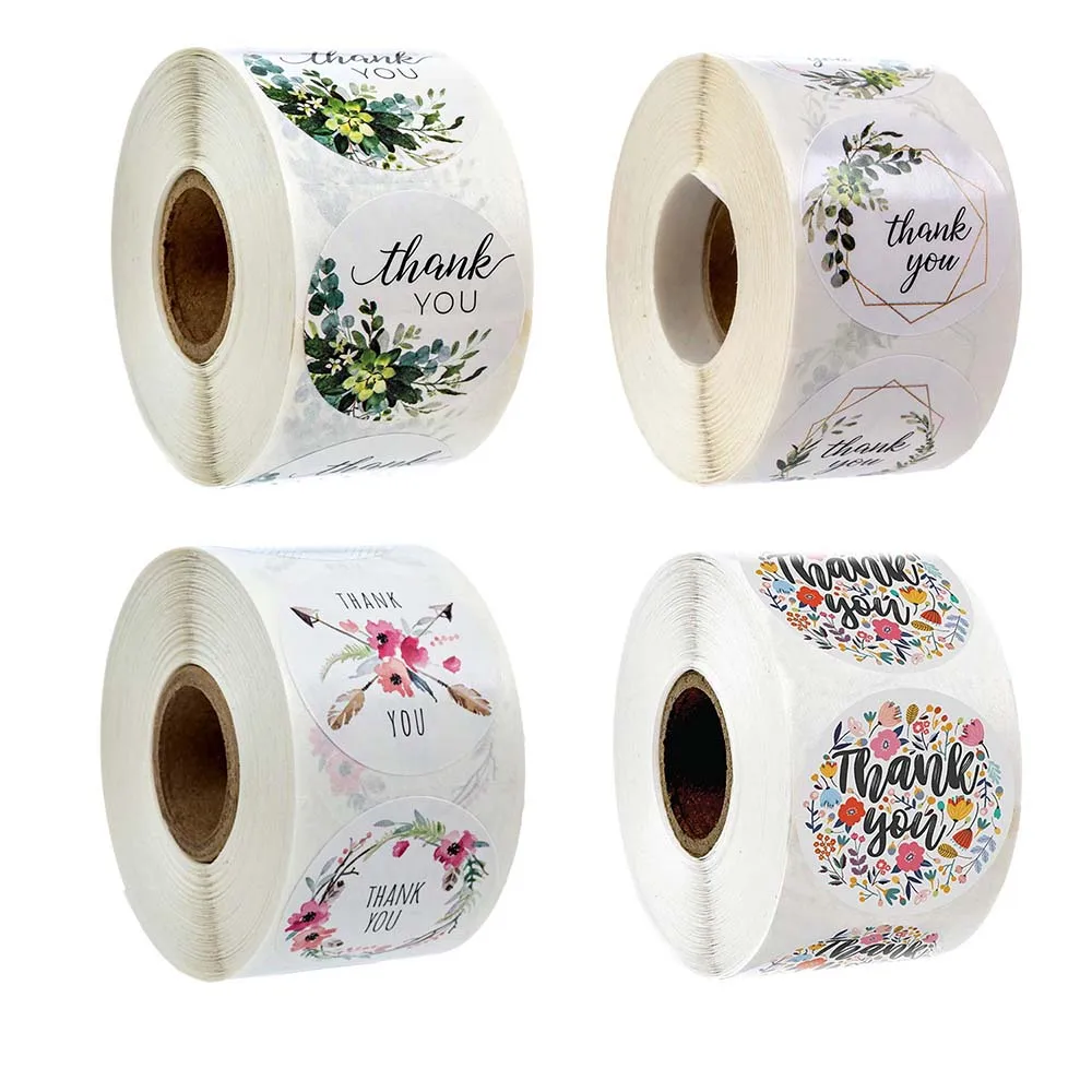 Sealing Stickers For Gift Design With Letter THANK YOU / HANDMADE LOVE Festival Party Decoration Labels 100/300/500pcs decorative stickers self adhesive stickers stationery stickers adhesive stickers gift box stickers thank you stickers