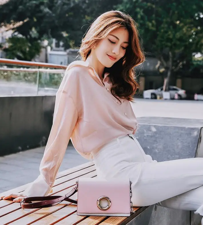 

2019 new Korean version of the diagonal cross bag female fashion leather handbags handmade leather chain bag