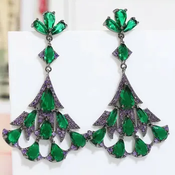 

Bilincolor fashion luxury purple and green drop earring for women