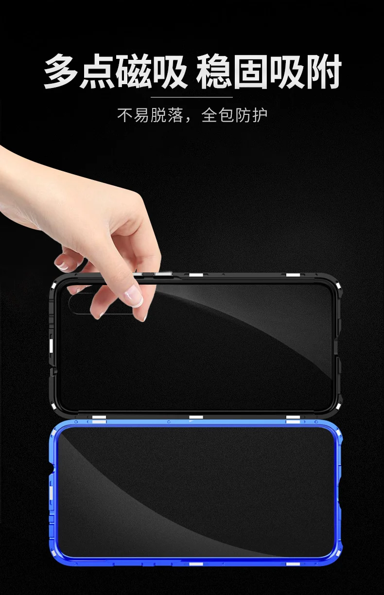 Магнитный чехол для Xiao mi Red mi K20 Pro Note 8 Note 7, чехол для Xiaomi mi A3 Lite mi 9 SE CC9 A2 6X, переднее заднее закаленное стекло