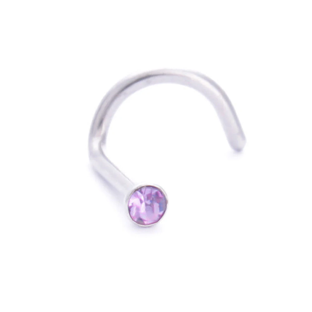 2 шт хирургическая сталь драгоценный камень нос шпилька пирсинг розовое золото