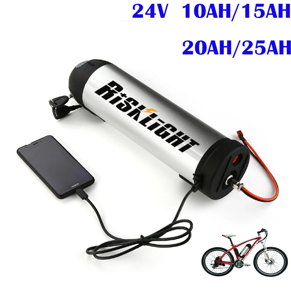 No Tax To EU 24 Volt Rechargeable Lithium Batteri 24V 10AH 15ah 20ah Bottle Case Electric Bicycle Battery with Charger+USB port | Спорт и