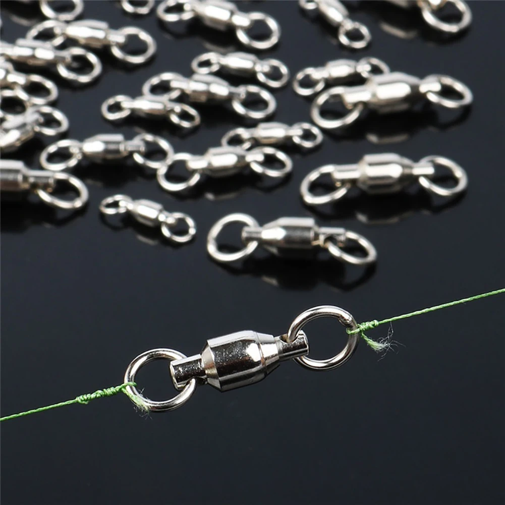 30Pcs Stainless Steel Fishing Swivels Ball Bearing Rolling Rings Hook Connector