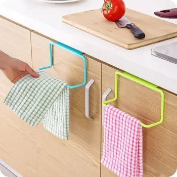 Plastic Towel Rack Hanging Holder Cupboard Kitchen Cabinet Bathroom Towel Rack Cupboard Hanger Rangement